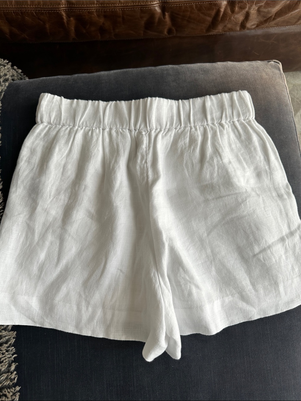 Jcrew Women's White Linen Elastic-Waist Shorts - Picture 4 of 4
